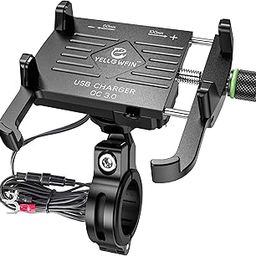 YELLOWFIN Claw Grip Aluminium Waterproof Bike | Motorcycle | Scooter Mobile Phone Holder Mount with Fast USB 3.0 Charger & 360° Rotation for Maps and GPS Navigation (M6S Black)-picture-11