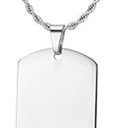 Dog Tag Army Pendant Necklace for Men Engravable Polished Silver Tone Stainless Steel Ball Chain 22 Inch Personalize SilverShivBLR94-image-83