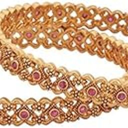 Fashion Jewellery Ruby Gold Plated Ethnic Antique Bangle-image-37