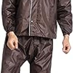 Men's Waterproof Double Layer Reversible Raincoat/Rainsuit With Pant (Brown_Pack of 1)-image-57