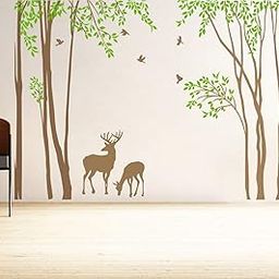 Techgifti Deer's Couple Animals Vinyl Wall Stickers Tree Branches for Living Room, Room Decor Wall Sticker,Kids Room-image-24