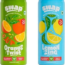 SWAP Soft Drink Combo pack - Lemon Zing + Orange Twist | 250 ml x 6 cans | Made with real fruit juice | No added sugars, artificial sweeteners or colours | Low calorie Soda-5