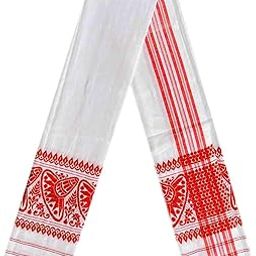 Gamcha Cotton Assamese Japi Design Gamcha For Stylish Soft Fabric Towel 180 Gsm (Red And White, Pack-1)-image-68