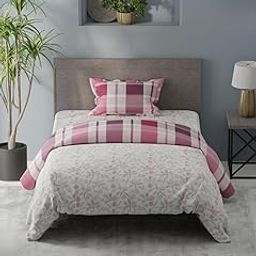 KOPA Super Soft Bamboo Micro Single Comforter for All Weather -1pc Single Size (Denim Cotton Feel) | Cotton Feel Reversible Lightweight | Bed Comforter for All Weather Floral-White/Pink-13