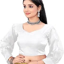 pu fashion Readymade Padded Blouse for Women in Premium Zimmi Chho | Metallic Shine Fabric | Long Puff Sleeves | Back Hook Design | Stylish for Saree & Ethnic Wear-picture-37