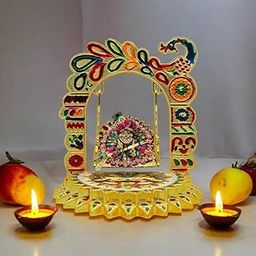 LAZYwindow Laddu Gopal Jhula - Krishna Swing Palana, Bal Gopal Thakorji Jhoola, Durable & Elegant Design (Pack of 1)-image-63