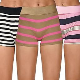 Pack of 3 Pure Cotton All Day Comfort Underskirt Boyshort Panties | Multicolor Broad Elastic Stripe Printed boy Short Panty-image-90
