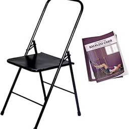Friends of Meditation Iyengar Yoga Chair | Backless Yoga Chair for Holding, Alignment, Flexibility | Size: Large; Capacity: 100kg | Includes Free Yoga Book (112 Ways of Using The Backless Chair) (Black, TALL)-picture-13