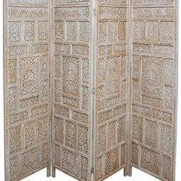 indian crafty 4 Panel Mango Wood Room Divider for Living Room, Home, Kitchen & Office Bring functionality and Timeless Elegance to Your Space with This Handcrafted Wooden Room Divider,-image-18