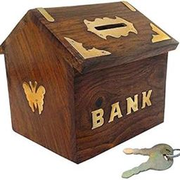Sk Handicrafts Handmade Wooden Money Bank Coin Saving Box for Home Style-image-42