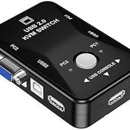 XIKKART 2 Port KVM Switch USB 2.0 KVM Switch Box to Control up to 2 Computers 2 in 1 Out Switch USB Keyboard Mouse Sharing Device for Computer, PC, Laptop, Desktop, Monitor, Printer, Sharing Video-78