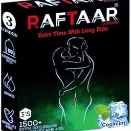 RAFTAAR Ultra Thin Condoms for Men | Long Lasting Performance | Premium Latex | Dotted & Ribbed Texture (Pack Of 1, Cool Mint)-image-56