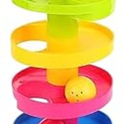 PLAYMORE Cute Toys Monkey Ball Drop Toy for Babies & Toddlers, Doll Heavy Plastic 5 Layer Tower Run with Swirling Ramps with 3 Rattle Balls, Best for Early Education-7