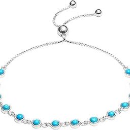 925 Sterling Silver BIS Hallmarked Turquoise Stone Silding Bolo Adjustable Bracelet for Women and Girls-image-67
