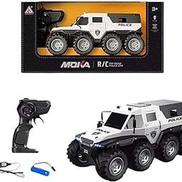 KUDOSS Big Rechargeable Remote Control 8 Tyres Police Patrol Moka 4x4 Stunt Car.Police Themed Moka Car for Kids 40MHz,1:16 Scale.-26