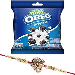 Mini Oreo Original Vanilla Flavoured Cream Biscuits With Beautiful Nakshi Ganesh Rakhi | Rakhi Gift | Oreo Mini | 1-image-69