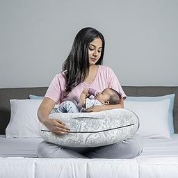 Wakefit Feeding Pillow for New Born Baby | 3 Months Warranty | 5 in 1 Nursing Pillow with Belt and Hoop for Breastfeeding with Cotton Removable Cover | Paisley-image-110