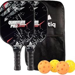 Athletiq QuantumPro Pickleball Racket Set of 2 Premium Fiberglass Paddles with SpinXTexture Extra Wide 13mm Lightweight Includes 4 Balls & Sports Bag USPA Approved Game Set for Adults, Family & Kids-picture-6