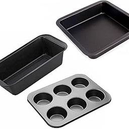 Xacton Bakeware Combo of 6 Carbon Steel Slot Muffin Tray with Square Cake Mould with Bread Loaf Pan for Microwave , Oven , OTG, Cooker-image-9
