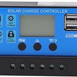F FABOBJECTS® 12V 24V Solar Charge Controller Dual USB Port Solar Panel Charger Controller for Industry Solar Charge Controller LCD Solar Controller(10A)-23