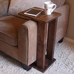 Umark Sofa Chair Arm Rest Tray Table Stand Solid Sheesham Wood (Brown)-21