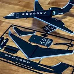 BHISRA FAB Private Jet Model Aircraft DIY Assembly Kit, Black, Desktop Display Collectible-12