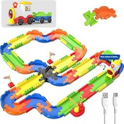 Mirana Block Rider Toy Train Set with Colorful & Multiple Track Layout, USB Rechargeable Type-C Engine, Various Sound Modes - Vande Bharat, Rajdhani, Delhi Metro, Kids 2-8 Years (Medium - 82 Pcs)-3