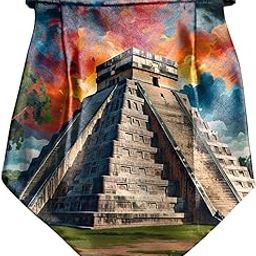 Chichen Itza Printed Cravat with Matching Pocket Square for Men - Scarf Neckwear Cravat for Men with Matching Pocket Square-picture-54