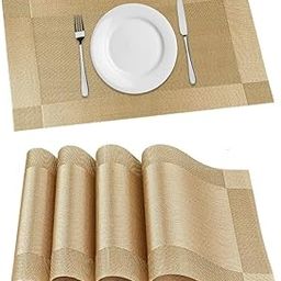 Washable PVC Heat Resistant Colorful Place Mats for Kitchen Dining Table Mates Washable Heat-Resistant for Dining Table (4 Pack) (Gold)-15