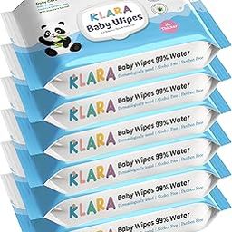 Klara 99% Pure Water Baby Wipes | With Aloe Vera | Rash-Free & Paraben-Free | Pack of 6 (432 Wipes)-image-17