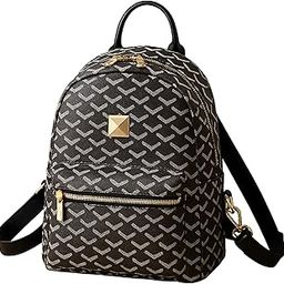 Black Luxe Monogram Backpack – Designer Gold Zip Travel Bag for Women-image-27