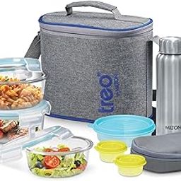 Treo by Milton All Fresh Premier Glass Tiffin with Bag, Set of 8 (3 Containers, 400ml Each; 1 Steel Bottle, 750 ml; 2 - Pickle/Chutney Dabba, 30ml Each; 1 Salad/Papad Dabba, 200ml; 1 Dining Mat)-12