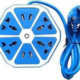 V-25 Electric Extension Board with 4 USB Port and 4 Power Socket - 10 A Heavy Duty Multi Plug Extension Board for Multiple Devices- 2 Meter/6 feet Extension Cord(Multicolour, 250 Volts)-6