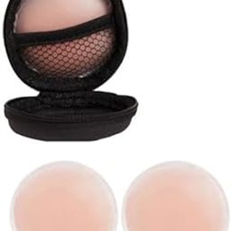 Nipple Cover for Women I Nipple Pasties Reusable to Cover Under Clothing I Adhesive, Skin-Friendly I Seamless Silicone Pads for Breast with Pink Case-image-13