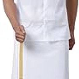 RAMRAJ trending cotton half sleeve shirt with gold jari border dhoti for men-19
