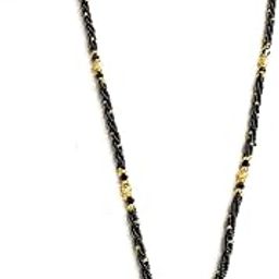 Handmade Gold plated Mangalsutra With Glass And Crystal Beads black And Golden Mangalsutra Mala For Woman-image-37