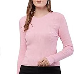 Women's Viscose Round Neck with Full Sleeve Ribbed Baby Pink Sweater-image-86