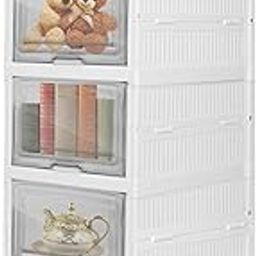 Zureni 5 Units Storage Cabinet Modular Box Chest of Drawers Foldable Cupboard Multipurpose Living Room Bedroom Clothes Wardrobe & Organizer Rack for Kitchen (Pack of 1, White)-image-33