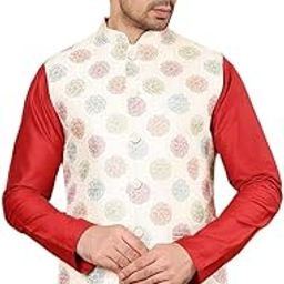Men's Woven Design Embroidered Nehru Jacket-picture-17