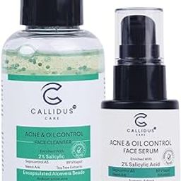 Callidus Care Anti-Acne Combo | Face Cleanser 100ml + Face Serum 30ml | 2% Salicylic Acid, Sepicontrol A5, Neem Ark, B9 Vitapol, Aloe Vera Beads, Tea Tree & Turmeric | Fights Acne, Clears Blemishes, Oil Control, Unclogs Pores | pH Balanced | For Oily & Acne-Prone Skin-14