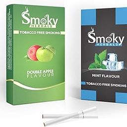 Smoky Herbals Pack of 2 Flavours 100% Tobacco & Nicotine Free Cigarette - 10 Sticks x 2 (MINT/DOUBLE APPLE)-image-82