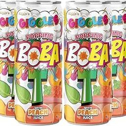 Abbie's Giggles Popping Boba Bubble Tea, Peach Juice with Popping Pearls, 320ml Pack of 6, Ready to Drink-image-42