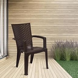 Nilkamal Mid Back Chair with Arm CHR2225 | Chair for Living Room, Bed Room, Kitchen, Office Room, Outdoor| 100% PolyPropylene Stackable Chair | (Weather Brown, Set of 2)-image-97