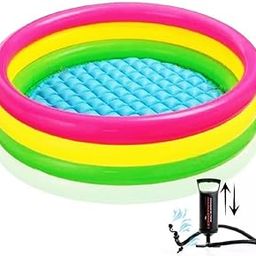 Wiggly Toys 5 FT Round Sunset Glow Swimming Pool for Kids | Inflatable Colourful Ring Baby Pool Portable Baby Bath tub | 0-5 Years | Indoor & Outdoor (Multi Color)|167-15