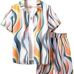 Men Latest Silky Licra Short Sleeve Shirt & Shorts Combo Suit || Multi Printed Night Suit Set || Sleepwear Loungewear Shirt & Short Sets (Men, Multicolor, L)-image-91
