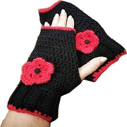 Women Crochet Handmade Knited Woolen Gloves-image-16