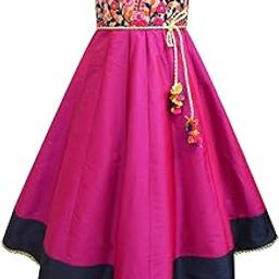Girl's Anarkali Long Embroidered Sleeveless Gown Dress | Traditional Ethnic Wear Gown for Festival and Special Occasions-image-39