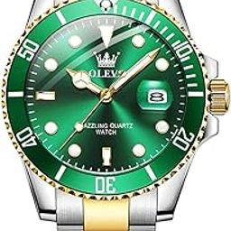 Stainless Steel Luxury Analogue Men'S Watch(Green-Gold Dial & Silver & Gold Colored Strap)-Ol85G-picture-42