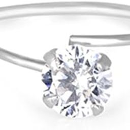 Crystal Shine Nose Pin for Women & Girls | Pure 925 Sterling Silver Nose Stud | Single Sparkling CZ Stone | Hypoallergenic, Anti-Tarnish Jewellery-image-43