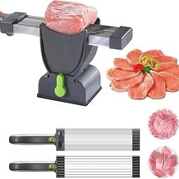 Burmy Fresh Meat Slicer Cleaver Kitchen Knife Set or Meat Slicing Shredding Thickness Adjustable Manual Fresh Meat Cutter Food Slicer for Beef Pork Mutton Home Cooking and BBQ Meat-16